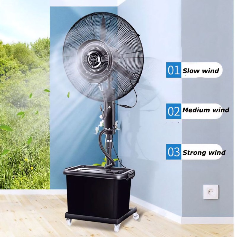 VENTILADOR INDUSTRIAL DE PIE, DE NEBULIZACION PARA EXTERIORES DE 30 PULGADAS, VENTILADOR DE PEDESTAL CON 3 VELOCIDADES, ROTACION 90 GRADOS AMERICAN STAR 82X10.5X82CM
