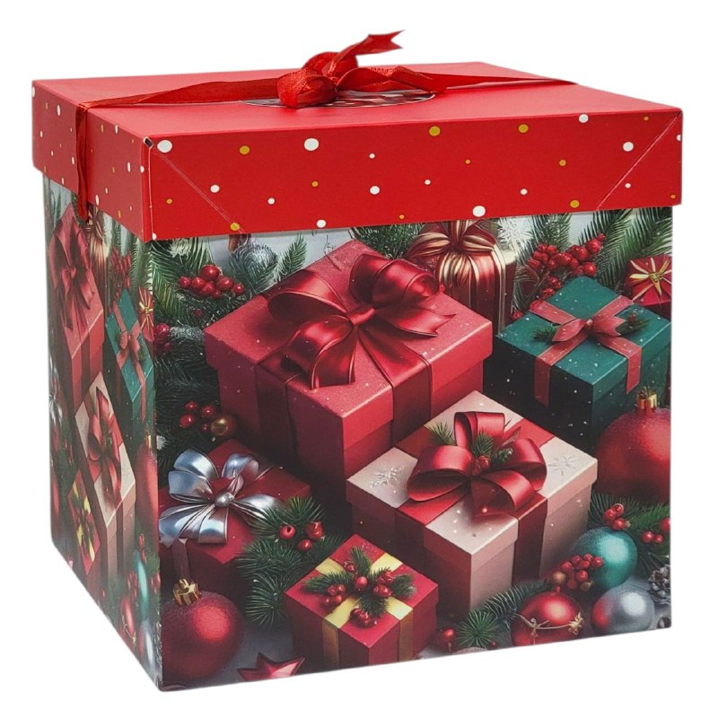 CAJA DE REGALO NAVIDEÑA GRANDE 22X22X22CM
