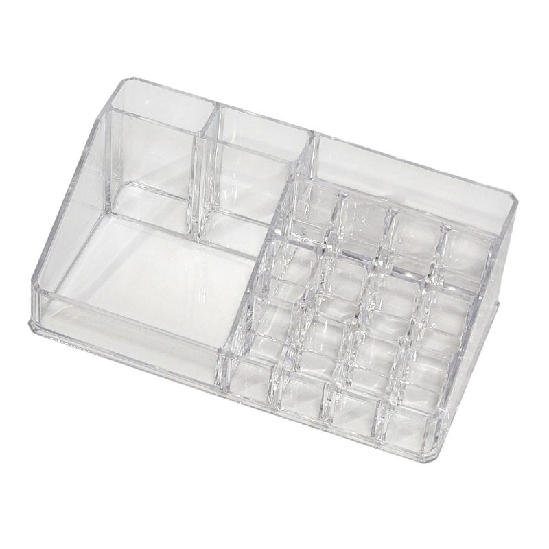ORGANIZADOR DE MAQUILLAJE Y COSMETICOS TRANSPARENTE DE ACRILICO 22X12X8CM