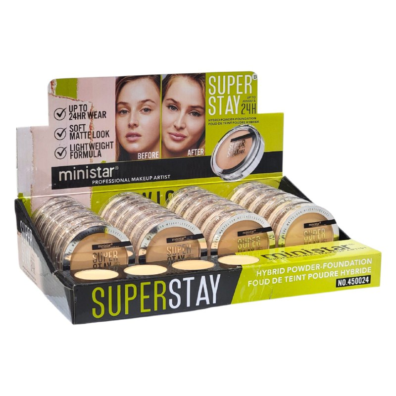 BASE DE MAQUILLAJE EN POLVO HIBRIDA DUPE DE MAYBELLINE, ASPECTO MATE DE LARGA DURACION MINISTAR 8G