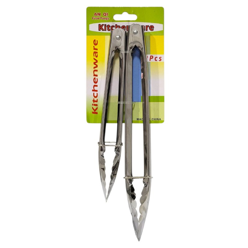 JUEGO DE PINZAS DE COCINA DE ACERO INOXIDABLE DENTADO KITCHENWARE 22CM,28CM