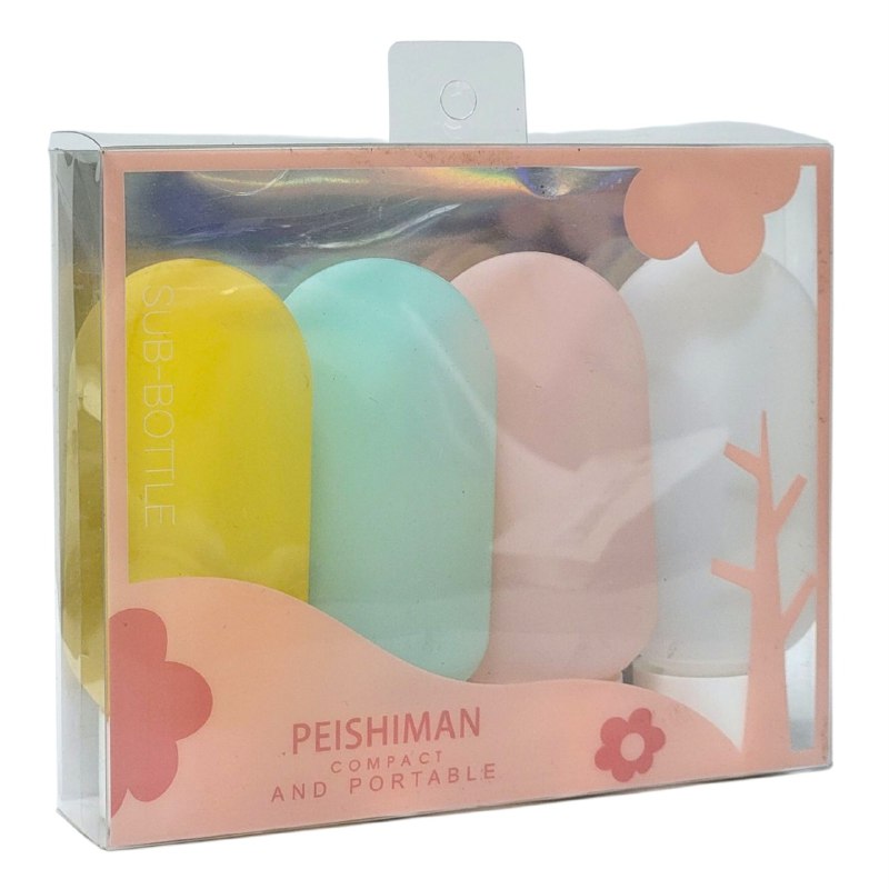 RECIPIENTES BOTECITOS COMPACTOS Y PORTATILES PARA CREMA Y COSMETICOS EN SET DE 4 PIEZAS PEISHIMAN