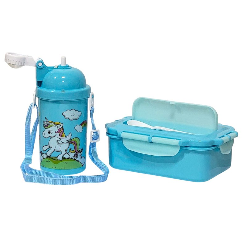LONCHERA EN KIT CON SEPARADOR, CUBIERTOS Y BOTE VARIOS ESTILOS