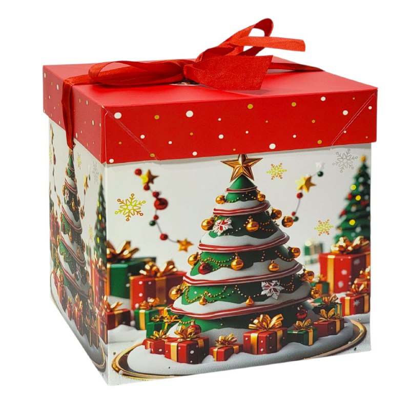 CAJA DE REGALO NAVIDEÑA MEDIANA 15X15CM