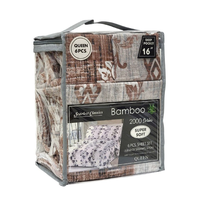 JUEGO DE SABANAS CAMERA DE 6 PIEZAS QUEEN SCARLETT CLASSICS BAMBOO, 54 ESTILOS