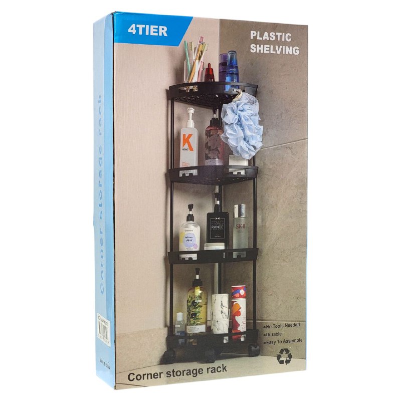 ORGANIZADOR ESQUINERO MULTIFUNCIONAL PARA BAÑO DE 4 NIVELES DE PLASTICO 95X34X24CM