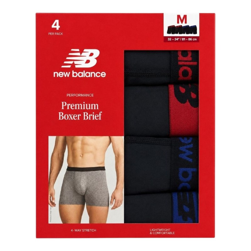 ROPA INTERIOR PARA CABALLERO NEW BALANCE BOXER BRIEF 4 UNIDADES
