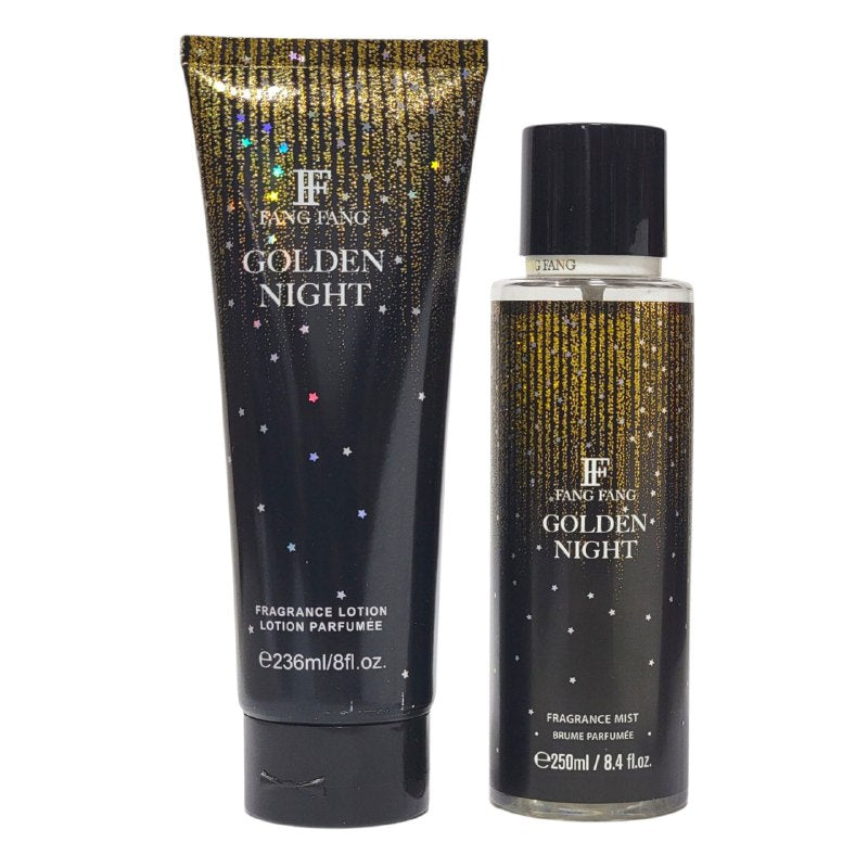 SET FANG FANG FANG GOLDEN NIGHT SPLASH 250ML, BODY LOTION 236ML (M)