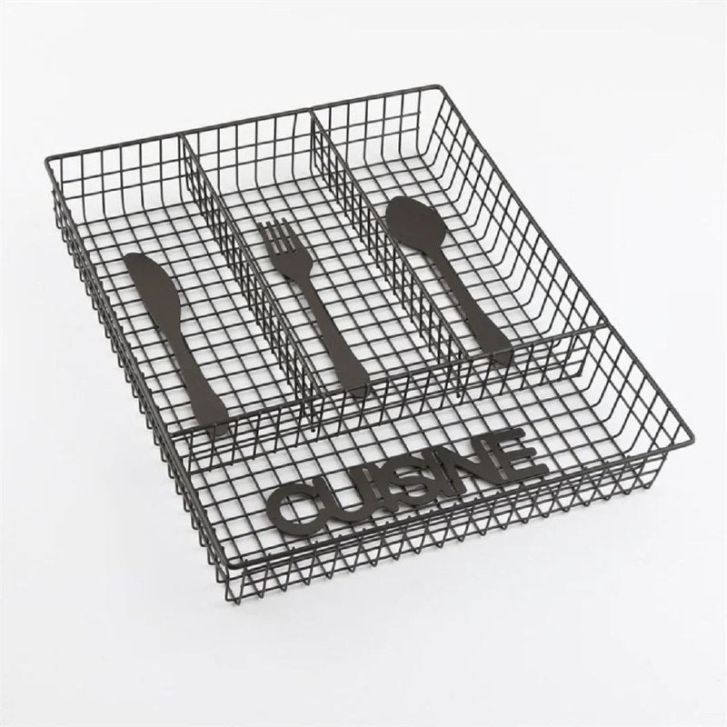 ORGANIZADOR DE UTENSILIOS TENEDORES DE COCINA DE HIERRO, DISEÑO ANTIMOFO CON CESTA MULTICOMPARTIMIENTOS MODERNO