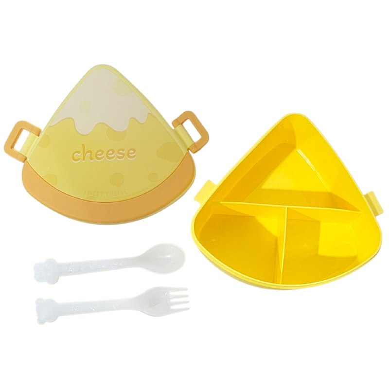 LONCHERA EN FORMA DE QUESO CON SEPARADOR Y CUBIERTOS SWEET CHEESE