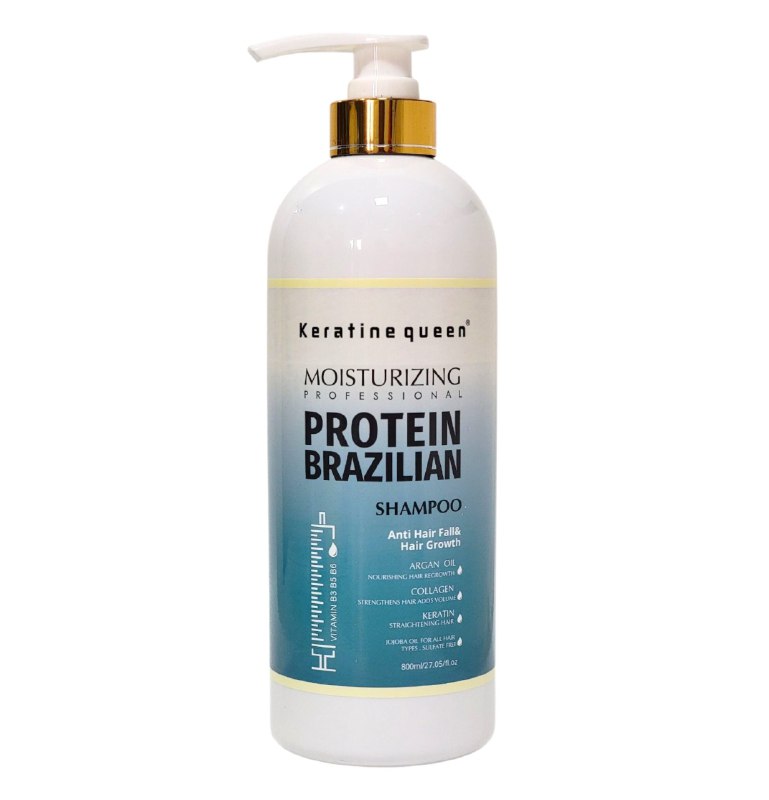 SHAMPOO PARA EL CABELLO CON QUERATINA VITAMINA B5 Y PROTEINA BRASILEÑA HIDRATANTE KERATINE QUEEN 800ML