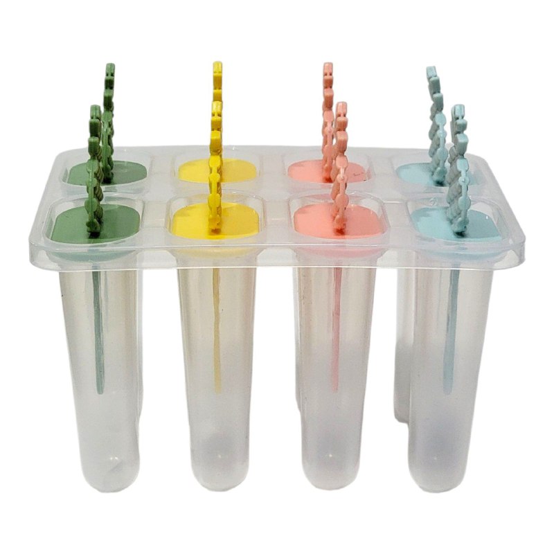 MOLDE DE PLASTICO PARA HACER PALETAS CON FORMAS DE FRUTAS, RESISTENTE Y DURADERO DE 8 ESPACIOS 13X15CM