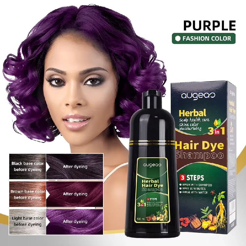 SHAMPOO TINTE PARA EL CABELLO 3 EN 1 AUGEAS HERBAL HAIR PURPLE 500ML