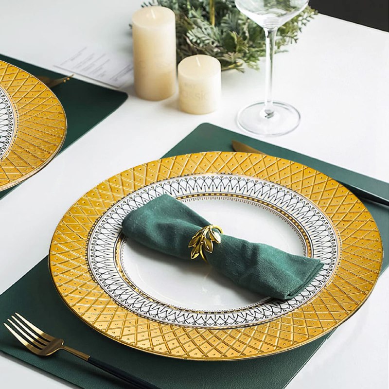PLATO DE CARGA DECORATIVO NAVIDEÑO BRILLANTE DE PLASTICO DORADO L'ART 32X32CM