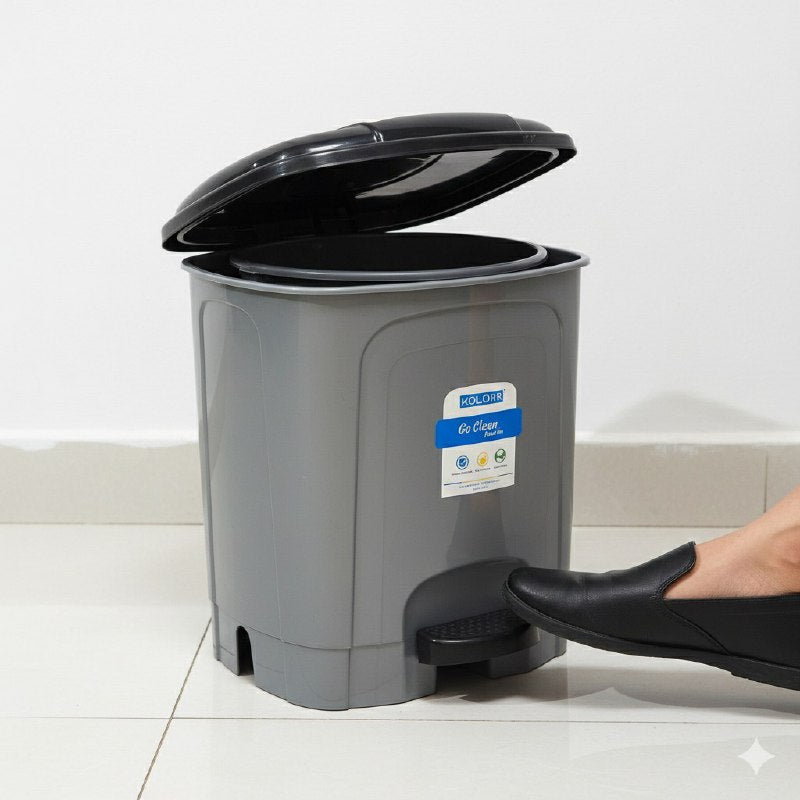 BASURERO CESTA PARA BASURA DE PLASTICO CON TAPA Y PEDAL KOLORR GO CLEAN 18X21X27CM