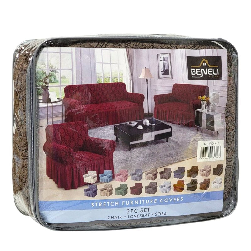 SET DE FORROS ELASTICOS DE MUEBLES, JUEGO DE 3 PIEZAS PARA MUEBLES VARIOS COLORES BENELI HOME