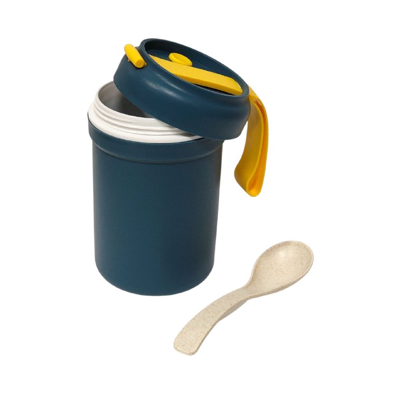 LONCHERA DE 2 COMPARTIMIENTOS, CON VASO, SELLADO A PRUEBA DE FUGAS, FACIL DE LIMPIAR, 2 CUCHARAS 1 TENEDOR LUNCH BOX