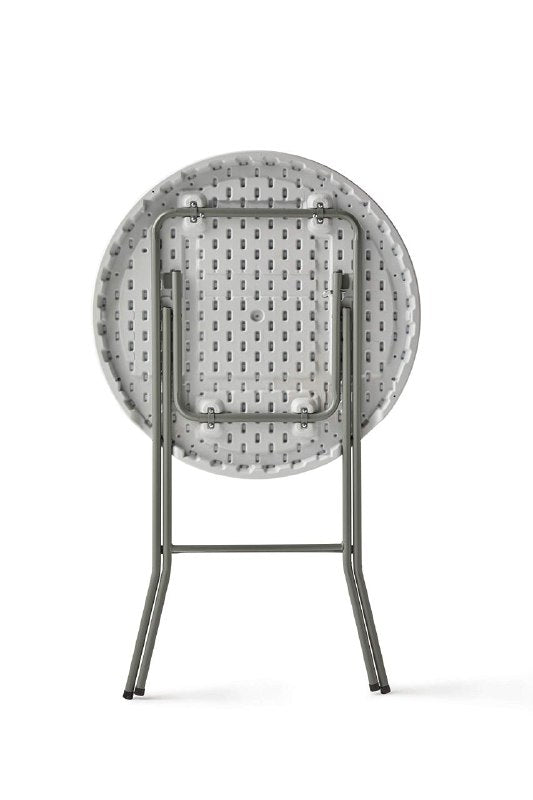 MESA COMEDOR REDONDA DE PIE,PLEGABLE DE PLASTICO PORTATIL, DE COCTEL, MESA ALTA DE BAR, ESTRUCTURA DE ACERO INOXIDABLE, FACIL DE INSTALAR Y GUARDAR HOMESTAR 135.5X5X81CM