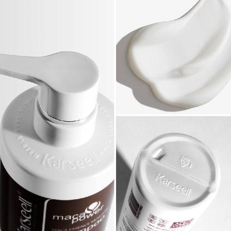 SHAMPOO HIDRATANTE PARA TODO TIPO DE CABELLO, LIMPIA Y PROTEGE EL CABELLO SUAVEMENTE KARSEELL MACA ESSENCE MOISTURE 500ML