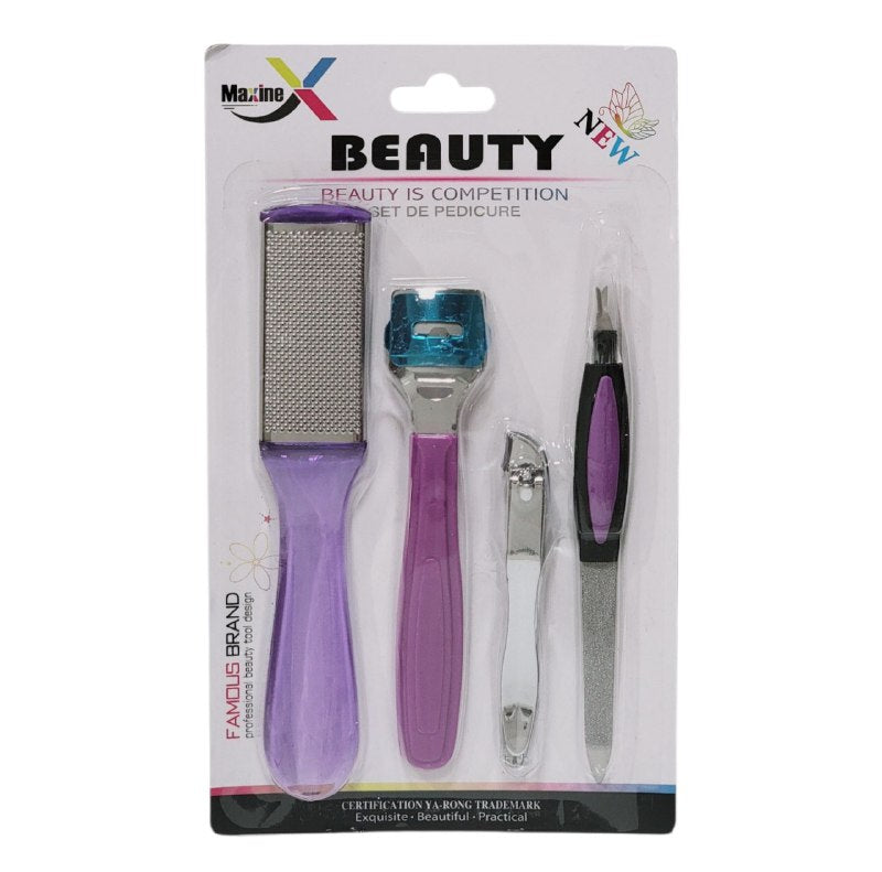 SET DE PEDICURA DE 4 PIEZAS ELIMINAN CALLOS, ALISAN LA PIEL Y MANTIENE TUS UÑAS IMPECABLES MAIXING BEAUTY 2 COLORES