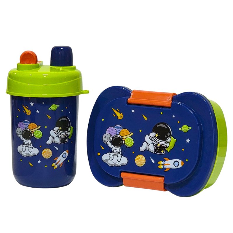 LONCHERA EN KIT CON SEPARADOR, CUBIERTO Y BOTE 3 COLORES Y DISEÑOS