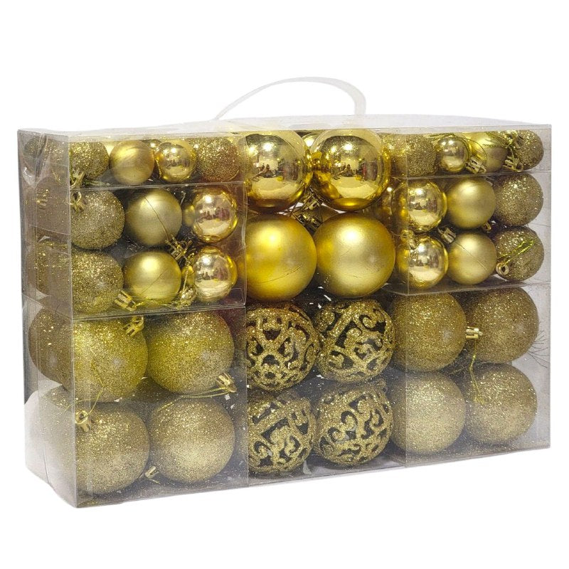 DECORACION ADORNO NAVIDEÑO PAQUETE DE 101 BOLAS DECORATIVAS,3.8X4.8X5.8X7.8  PARA ARBOL DE NAVIDAD,INCLUYE UNA ESTRELLA 19.5X19.5 ELEGANTE