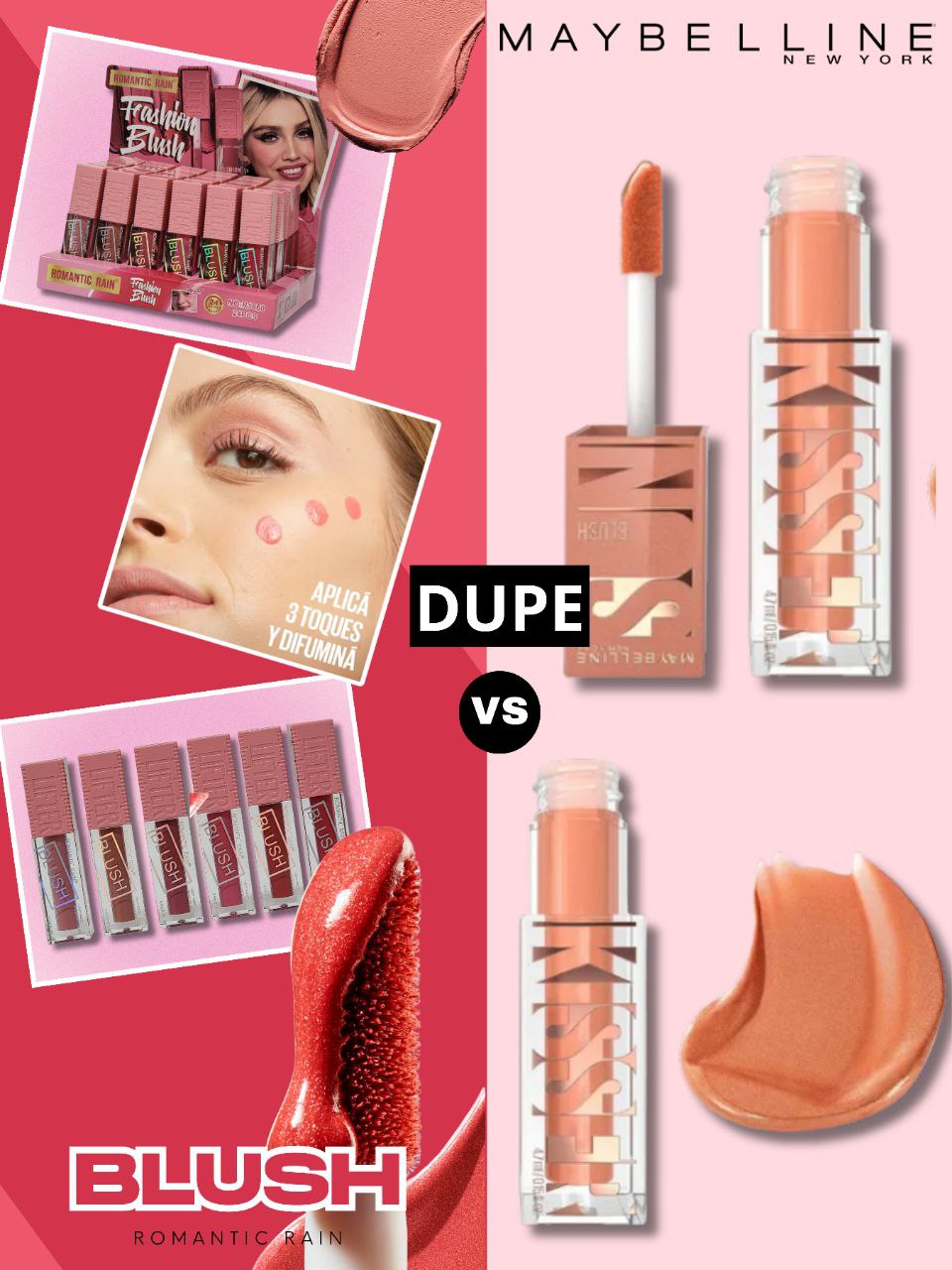 BLUSH LIQUIDO,  DUPE MAYBELLINE LIFTER 6 TONOS, ROMANTIC RAIN LIFTER 5.4ML (DUPE MAYBELLINE NEW YORK)