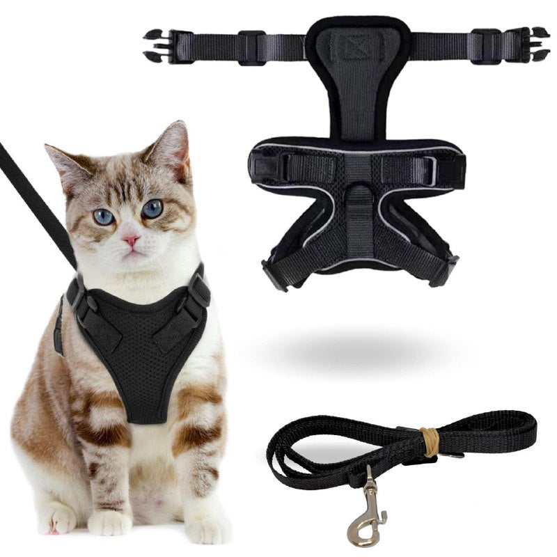 CORREA PARA GATOS O PERROS PEQUEÑOS, ARNES ANTIESCAPE, AJUSTABLE CON CORREA, MALLA SUAVE Y TRANSPIRABLE