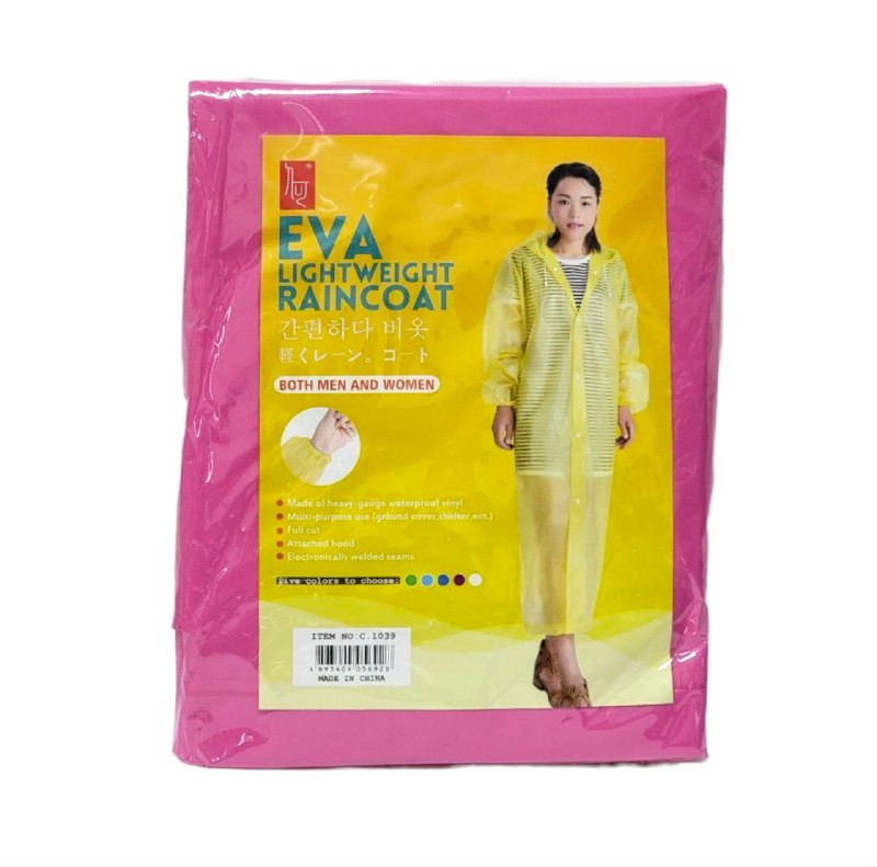 CAPOTE FORRO PARA LLUVIA IMPERMEABLE PARA ADULTOS, LIGERO Y FACIL DE LLEVAR, 5 COLORES EVA LIGHTWEIGHT RAINCOAT