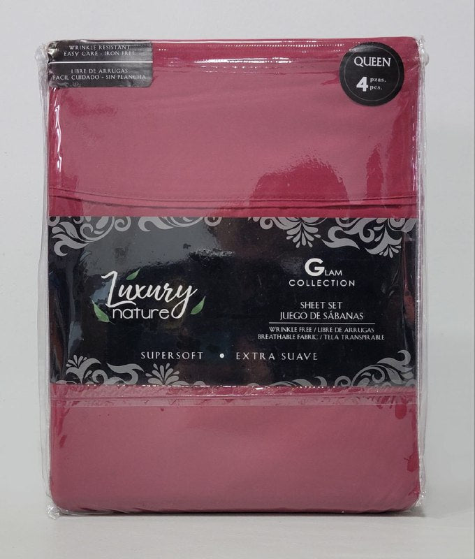 JUEGO DE SABANA CAMERA COMPLETO DE 4 PIEZAS QUEEN LUXURY NATURE GLAM COLLECTION