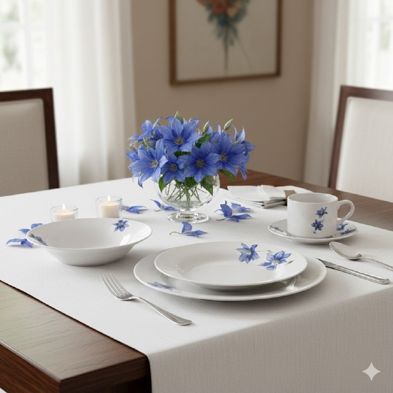 PLATOS JUEGO DE VAJILLA DE PORCELANA ELEGANTES ROYAL LINE DE 20 PIEZAS