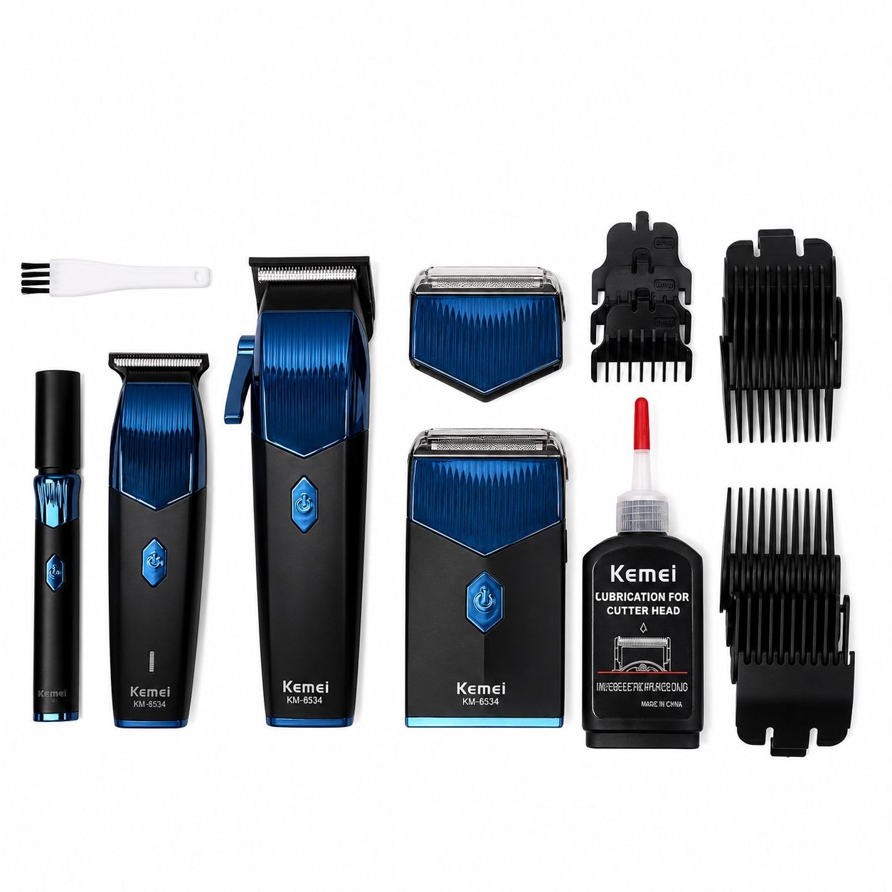 KIT PROFESIONAL 4 DE 17 PIEZAS PARA HOMBRES AFEITADORA CABEZAL, AFEITADORA PARA BARBA, AFEITAFORA PARA CUERPO, AFEITADORA PARA NARIZ Y OREJAS KEMEI  19CM, 14CM, 12CM