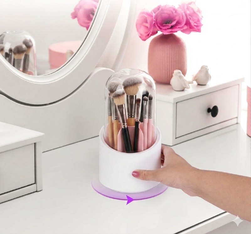 ORGANIZADOR DE BROCHAS DE MAQUILLAJE GIRATORIO LD-1005-1 19X13CM