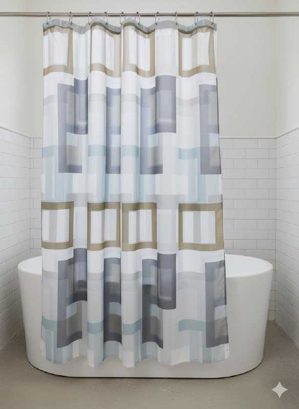 CORTINA DE DUCHA DE POLYSTER, SIMPLE Y MODERNO CON 12 ARANDELAS Y MATERIALES DURADEROS 180X180CM LARUCCI SHOWER CURTAIN 16 ESTILOS