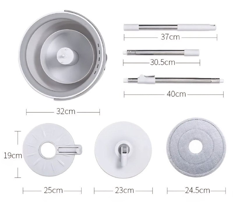 MOPA TRAPEADOR GIRATORIO CON CUBETA, SISTEMA DELUXE PARA LIMPIEZA DE PISOS, FLEXIBLE 360 GRADOS, 2 PIEZAS DE MICROFIBRA SEWAGE