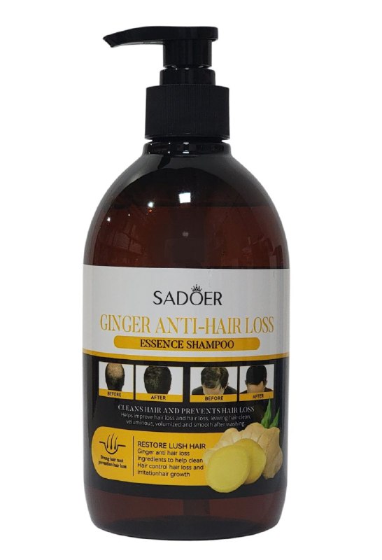 SHAMPOO PARA EL CABELLO DE JENGIBRE ANTICAIDA, LIMPIA EL CABELLO Y LO PROTEGE SUAVEMENTE EL CABELLO SADOER 500ML