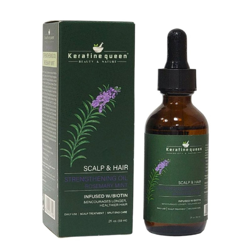 ACEITE PARA EL CABELLO DE ROMERO Y MENTA CON BIOTINA, PROMUEVE EL CABELLO MAS LARGO Y SALUDBALE Y SANO, DA BRILLO Y SUAVIZA LAS PUNTAS KERATINE QUEEN 59ML