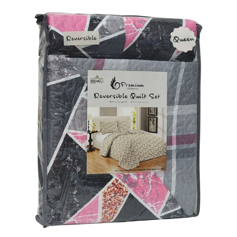 JUEGO DE SABANAS CAMERA TIPO EDREDON REVERSIBLE, DE 3 PIEZAS QUEEN BENELI HOME, 20 ESTILOS