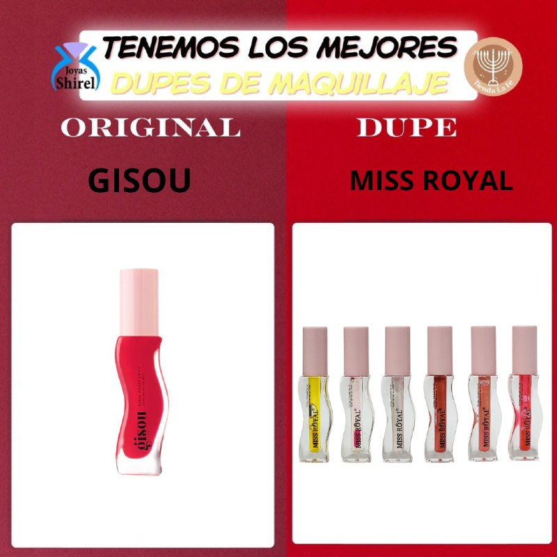 ACEITE LABIAL DUPE DE GISOU TEXTURA MAT SEDOSA EN SET DE 6 PIEZAS MISS ROYALE 2.5G