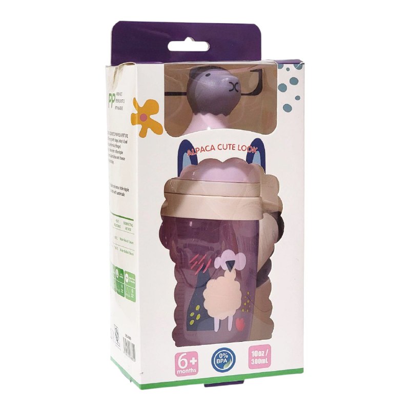 BIBERON CHUPON PARA BEBES CON ASAS, PEPE DE FACIL AGARRE Y BOQUILLA O TAPA PREVIENE DERRAMES, CAPACIDAD 300ML SMILY BABY