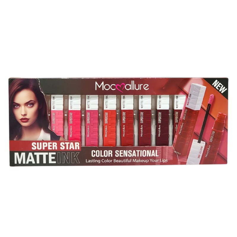 BRILLO LABIAL DUPE DE MAYBELLINE, COLOR SENSACIONAL DURADERO Y HERMOSO EN SET DE 12 PIEZAS MOCALLURE