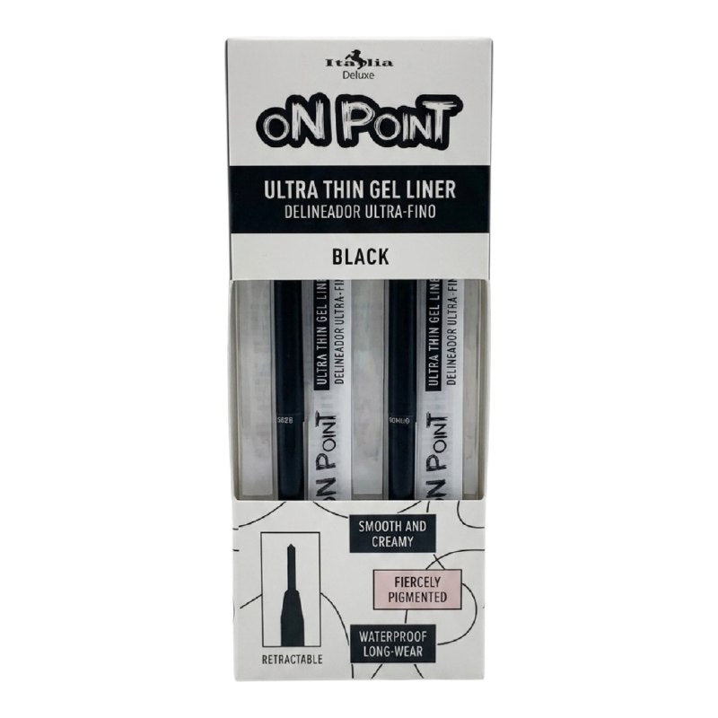DELINEADOR DE OJOS RETRACTIL ULTRA FINO COLOR NEGRO APRUEBA DE AGUA ITALIA DELUXE
