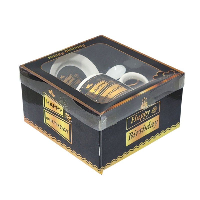 JUEGO DE TAZAS DE CERAMICA PARA REGALO CON PLATO Y CUCHARA ELEGANTES Y RESISTENTES