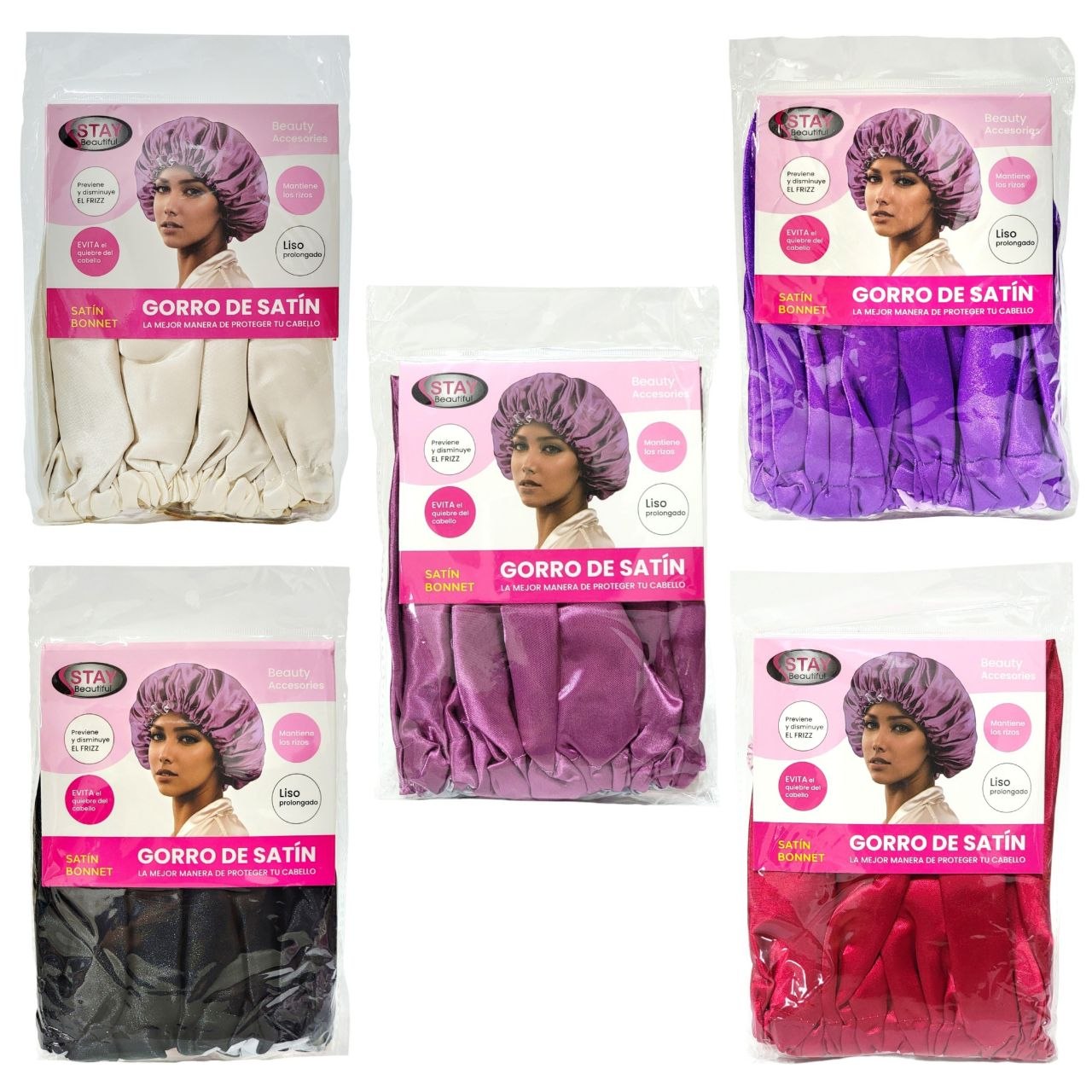 GORRO DE SATÍN EVITA EL QUIEBRE DEL CABELLO, MANTIENE LOS RIZOS, LISO PROLONGADO STAY BEAUTIFUL