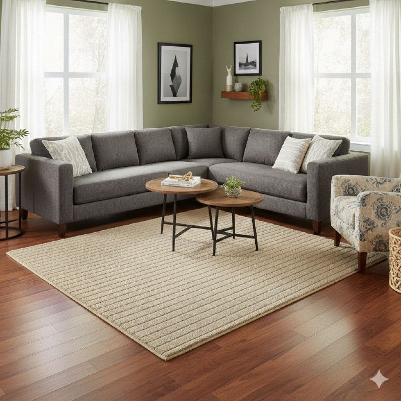 ALFOMBRA DECORATIVA DE FELPA SUAVE Y GRUESA COLOR BEIGE 117X172CM