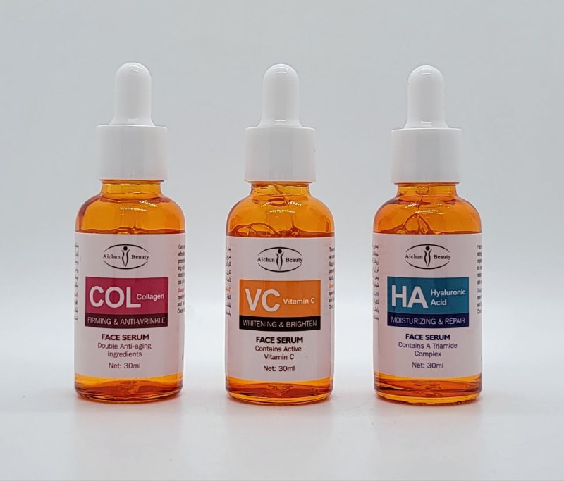 SET DE SUEROS FACIALES FORMULAS ANTIENVEJECIMIENTO CON COLAGENO BLANQUEADOR CON VITAMINA C E HIDRATANTE CON ACIDO HIALURONICO AICHUN BEAUTY 30MLX3