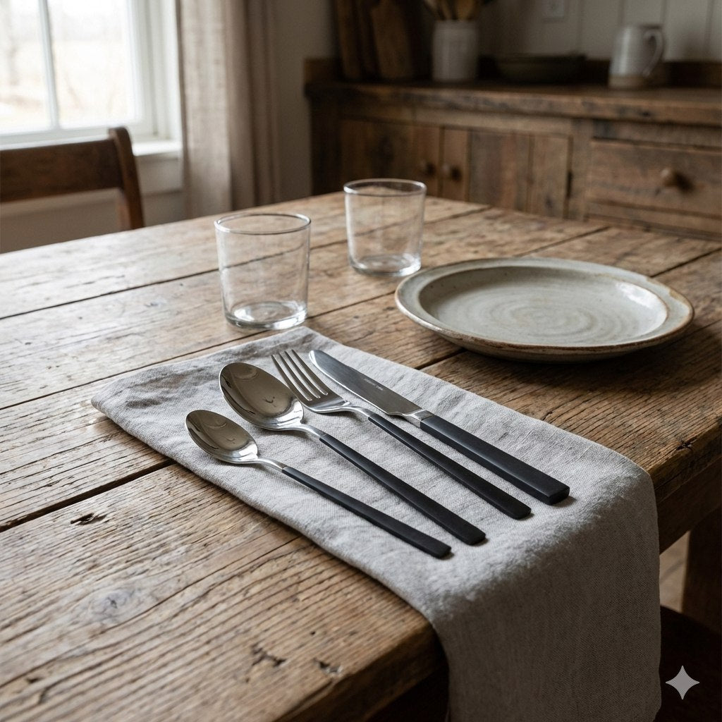 SET DE CUBIERTOS TENEDORES DE ACERO INOXIDABLE NEGRO EPICURE 16PCS