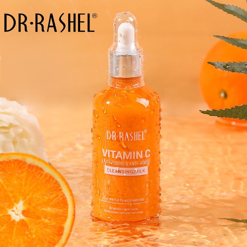 LIMPIADOR FACIAL, LECHE LIMPIADORA ILUMINADORA Y ANTIENVEJECIMIENTO CON NIACINAMIDA, AUMENTA LA PRODUCCION DE COLAGENO, ILUMINA LA PIEL Y ELIMINA AÑOS DR RASHEL 100ML