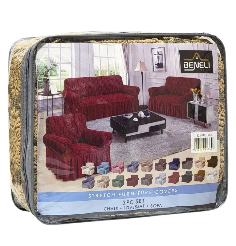 SET DE FORROS ELASTICOS DE MUEBLES, JUEGO DE 3 PIEZAS PARA MUEBLES VARIOS COLORES BENELI HOME