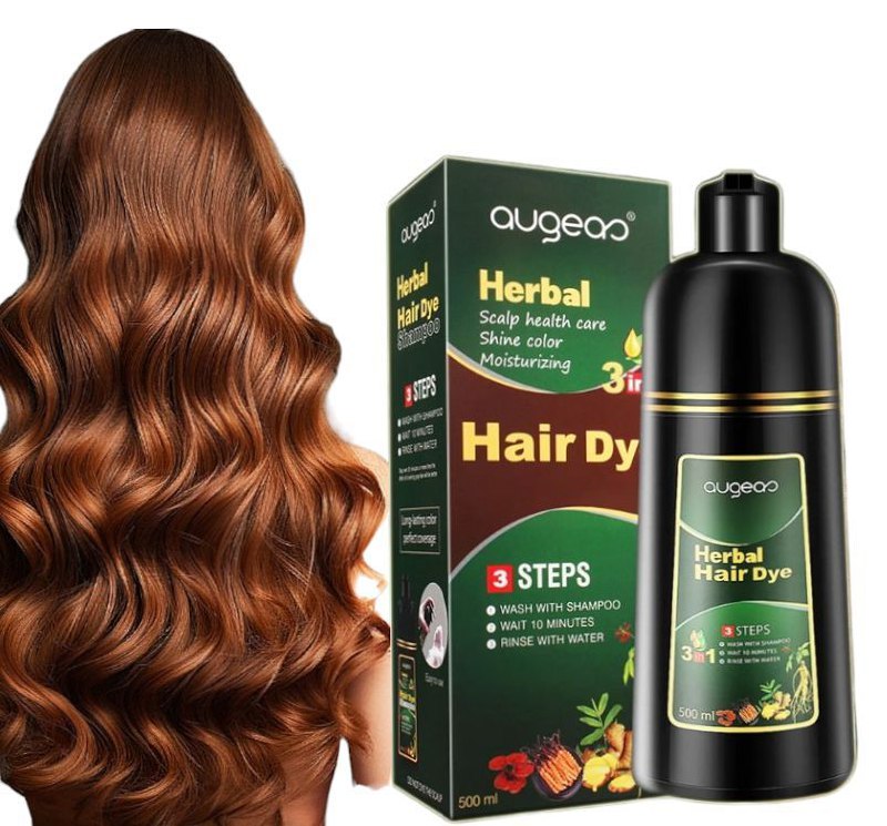 SHAMPOO TINTE PARA EL CABELLO 3 EN 1 COLOR CASTAÑO AUGEAS HERBAL HAIR 500ML